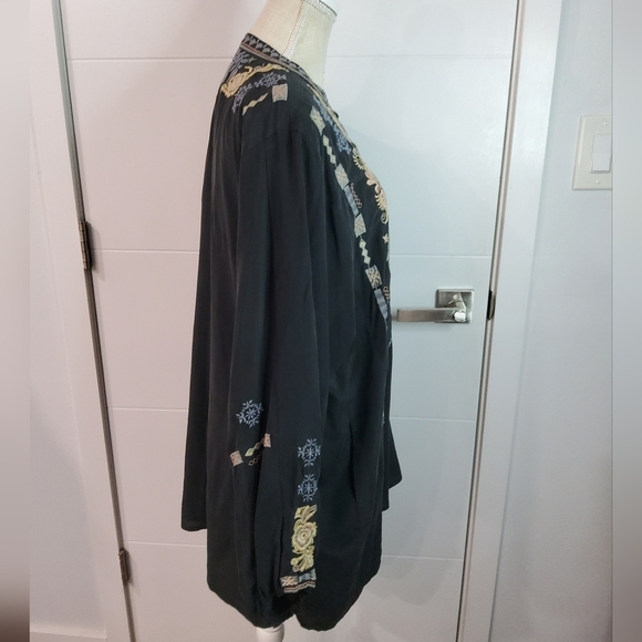 Johnny Was Embroidered Mrunal Long Sleeve Silk Tunic Size XXL - Picture 9 of 15